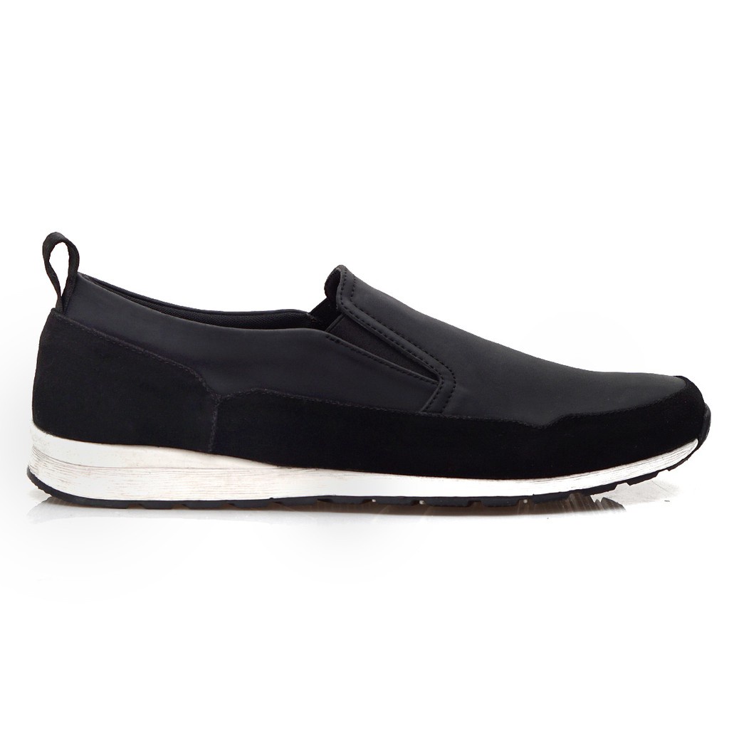 POLITE BLACK |ManNeedMe x Reyl| Sepatu Sneakers Pria Casual Slip On ORIGINAL