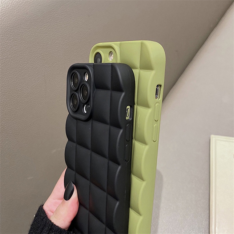 Casing Compatible for iPhone 14 13 12 11 Pro Max iPhone X Xr Xs Max iPhone 7 8 6 6s Plus iPhone 14 Plus Macaron Color Phone Case Fashion Checkered Anti-fall Soft Case Silicone Lens Protection Back Cover