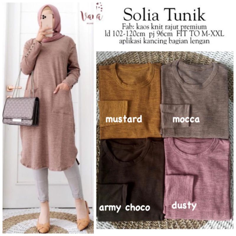 Soula Tunik / Solia Tunik - Tunik Kaos Rajut Premium / LD100 Melar / Soula 5 / soula 4 / R.3 - 251-6022