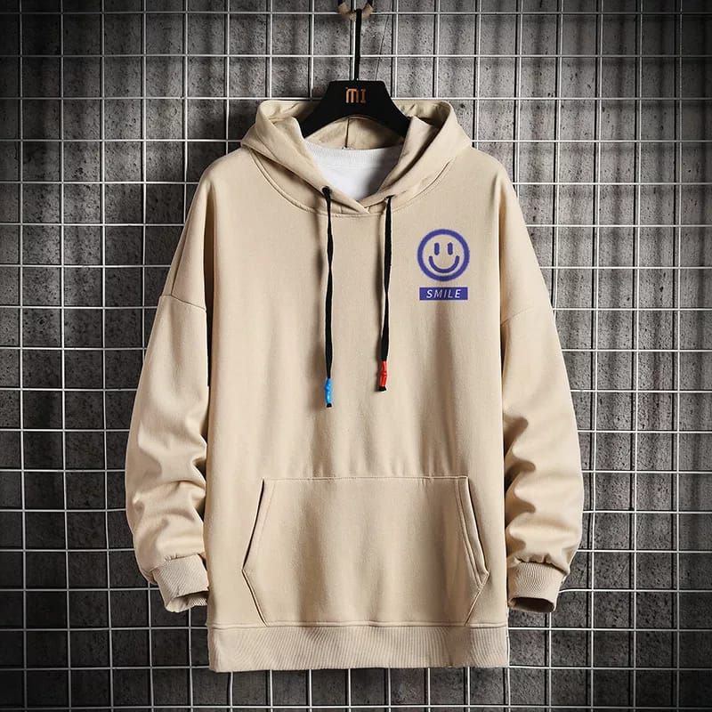 Hoodie Pria Wanita Smile Sablon  High Quality Sweater Pria Wanita-Smile Cream