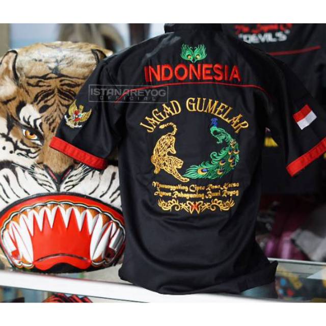 KEMEJA / HEM BORDIR MOTIF JAGAD GUMELAR BAJU REOG PONOROGO / HEM REOG / KEMEJA REOG / PENADON BORDIR