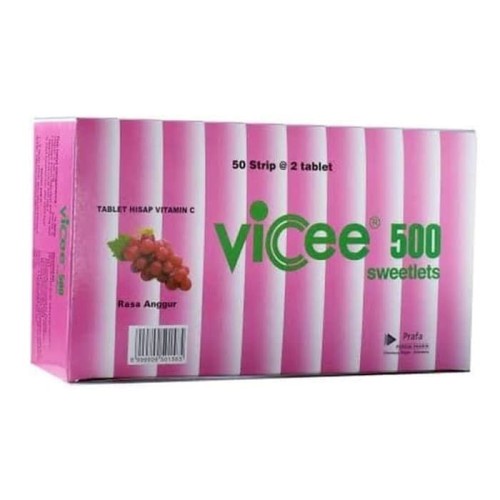 Vicee 500 Tablet Hisap Vitamin C / 50 Strip / 100 Tablet / 1 Dus