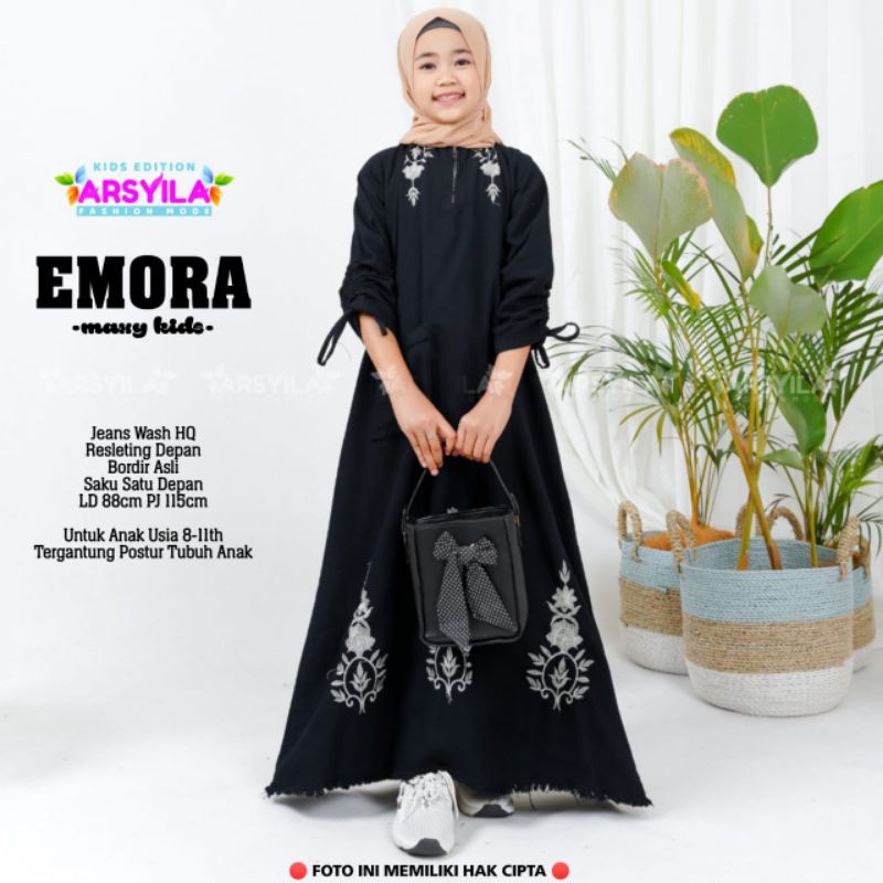 GAMIS JEANS EMORA DRESS PANJANG ANAK PEREMPUAN UMUR 8-11 TAHUN