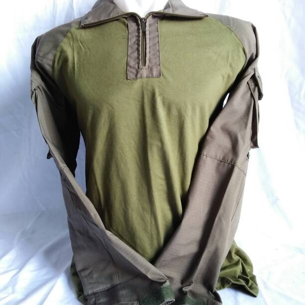 Combat Shirt/Kaos BDU Tactical Hijau Olive Lengan Panjang Katun