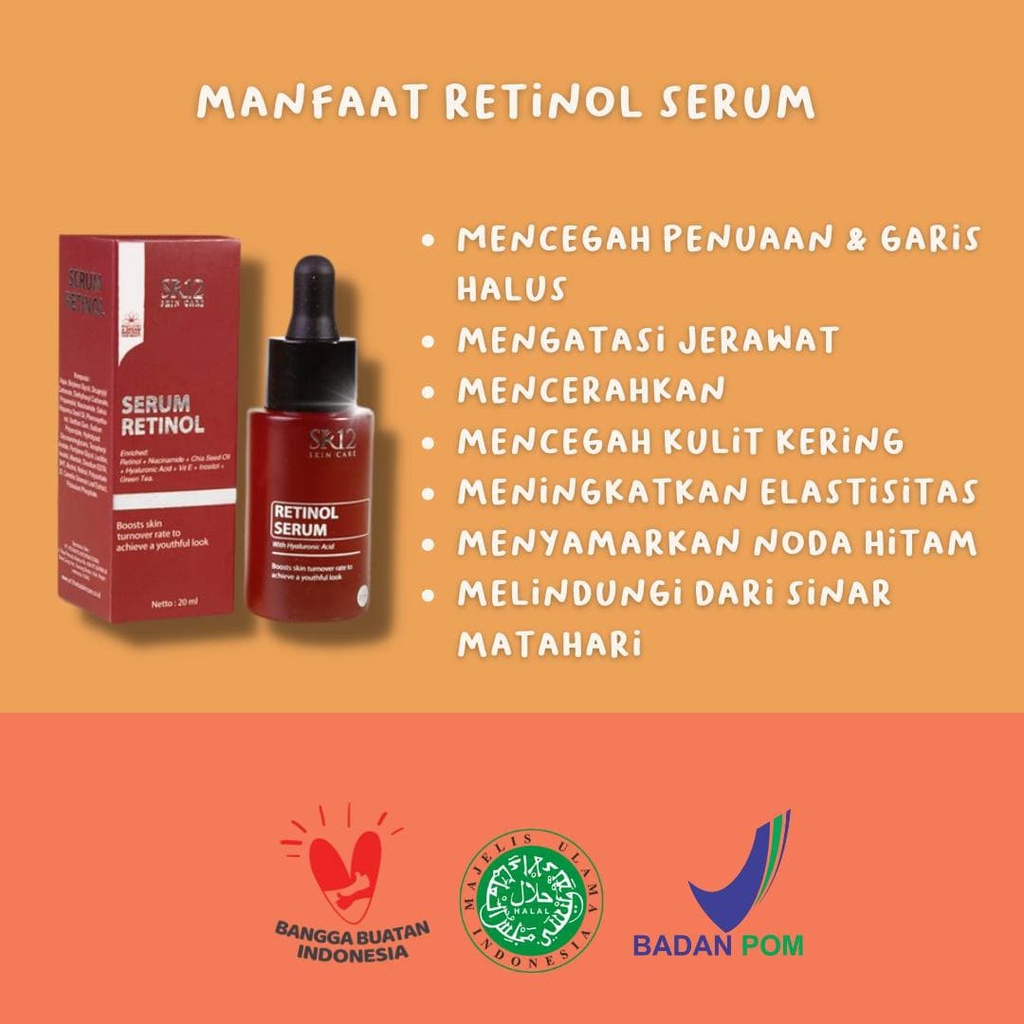 SERUM RETINOL SR12 / SERUM RETINOL / SERUM ANTI AGING / SERUM ANTI PENUAAN / ANTI WRINKLE / MENGATASI JERAWAT