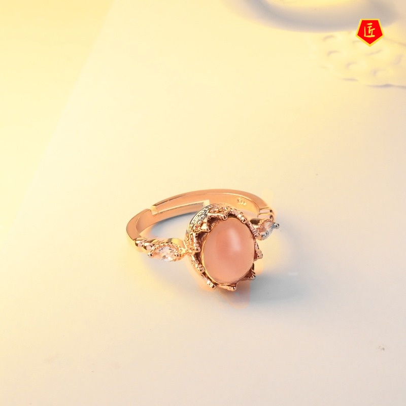 [Ready Stock]Fashion Creative 18K Rose Gold Inlaid Amethyst Ring