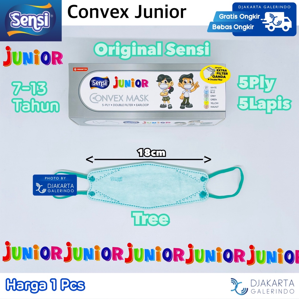 Masker Sensi Convex Junior / Sensi Convex Anak 5Ply Original Sensi