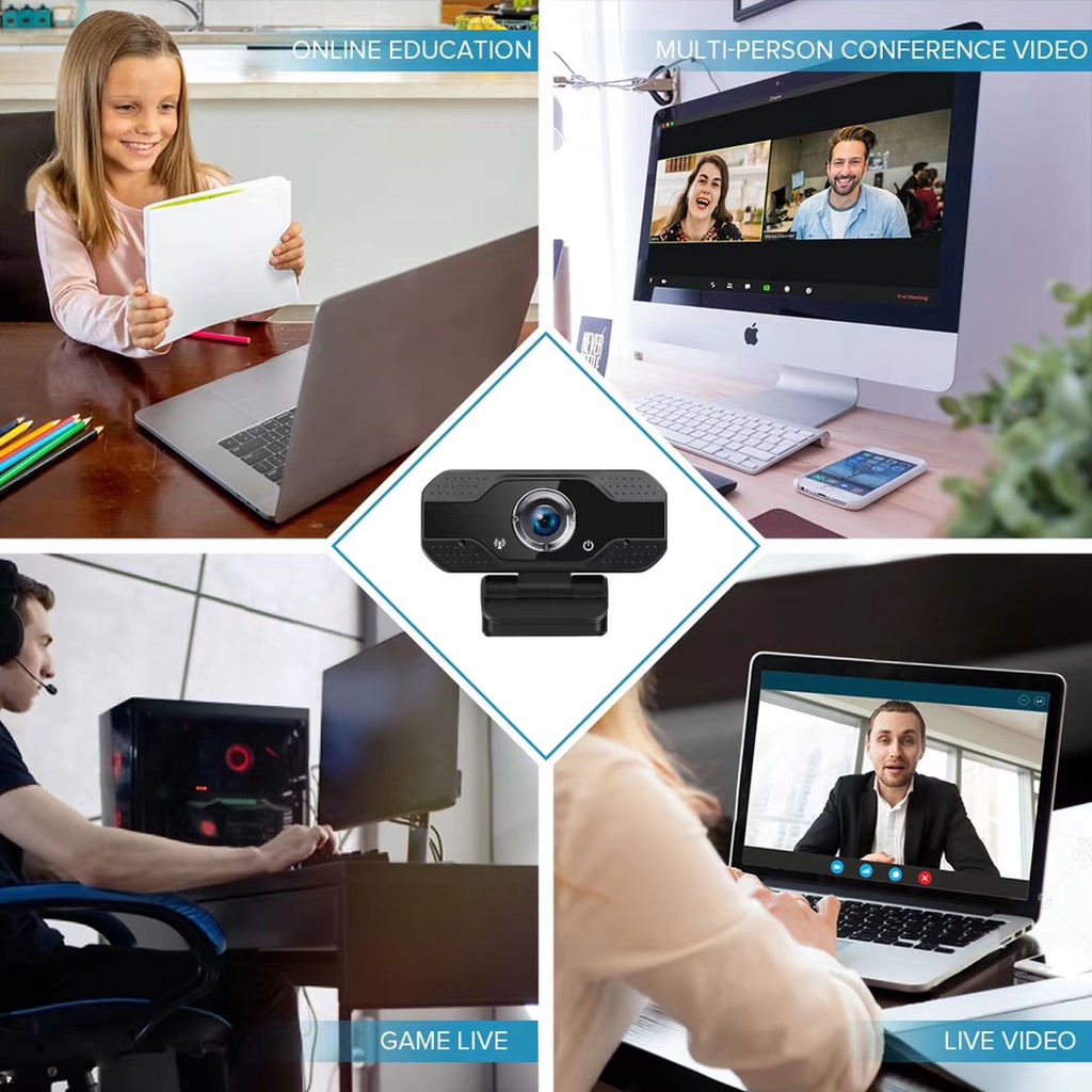 【COD】1080P USB Webcam Kamera With Microphone Full HD Bisa Berputar 360 derajat Web Camera Meeting Camera for PC Computer Desktop