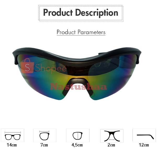 Kacamata Pria Wanita Sport Outdoor Lensa Rainbow Mirror Kaca Mata Sepeda, Lari, Jogging Sporty Anti UV Sinar Matahari UNISEX