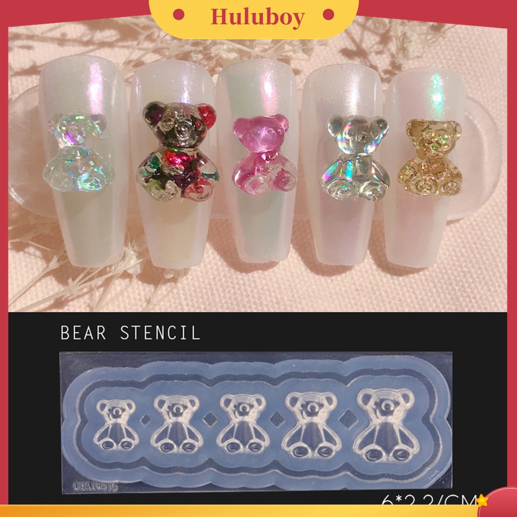 Huluboy Huluboy♡ Cetakan Stempel Kuku 3D Bahan Silikon Transparan Untuk Nail Art DIY