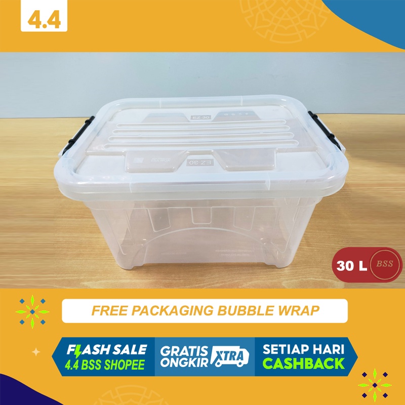Box Kontainer Plastik Ezy Cb 30 Liter Container box murah Transparan Kotak Penyimpanan Barang Serbag
