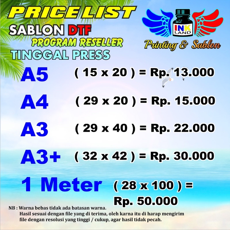 Sablon DTF Custom ( Pet Film )