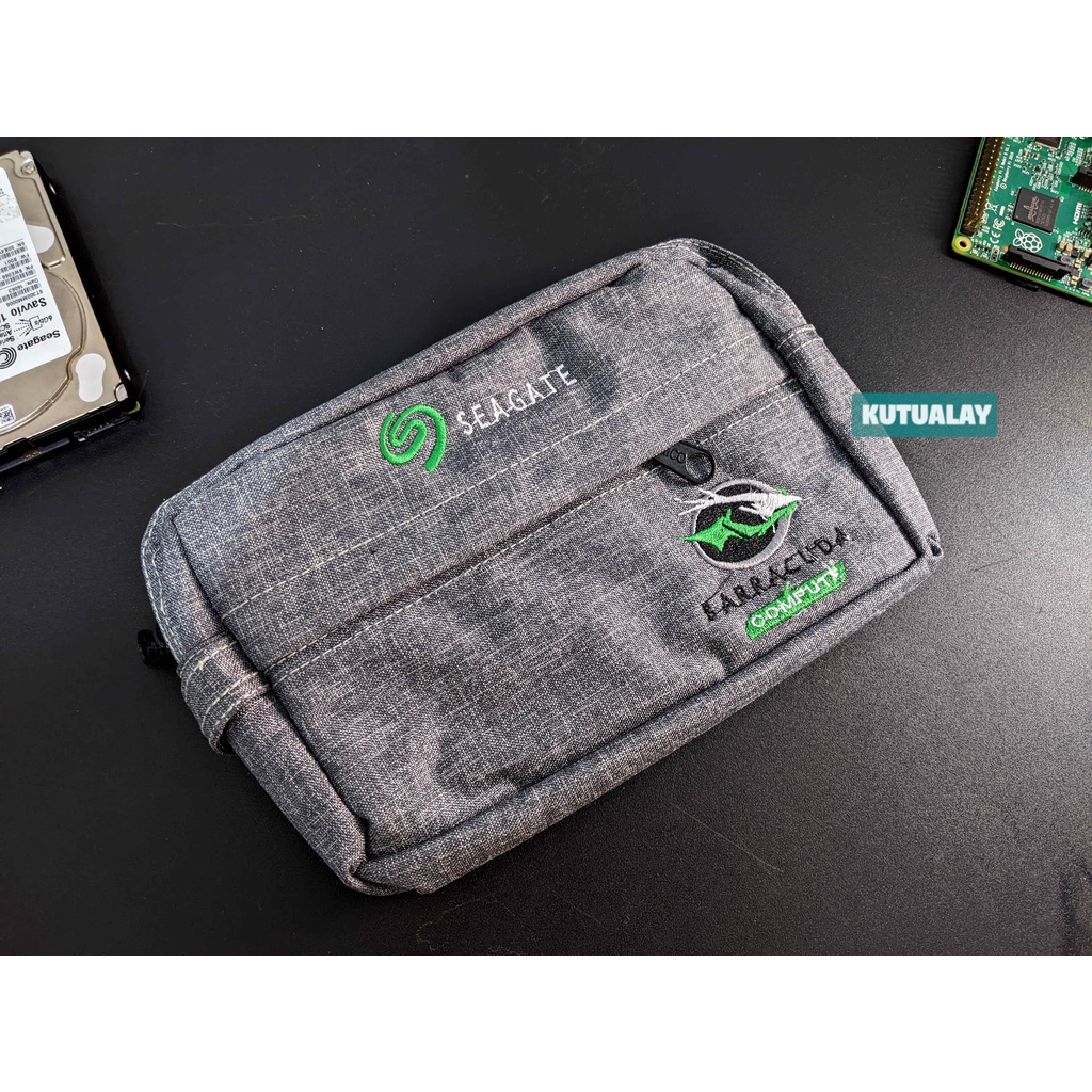 Tas Pouch Seagate Merch Original HDD External Powerbank Tempat Dompet Cover Organizer Serbaguna