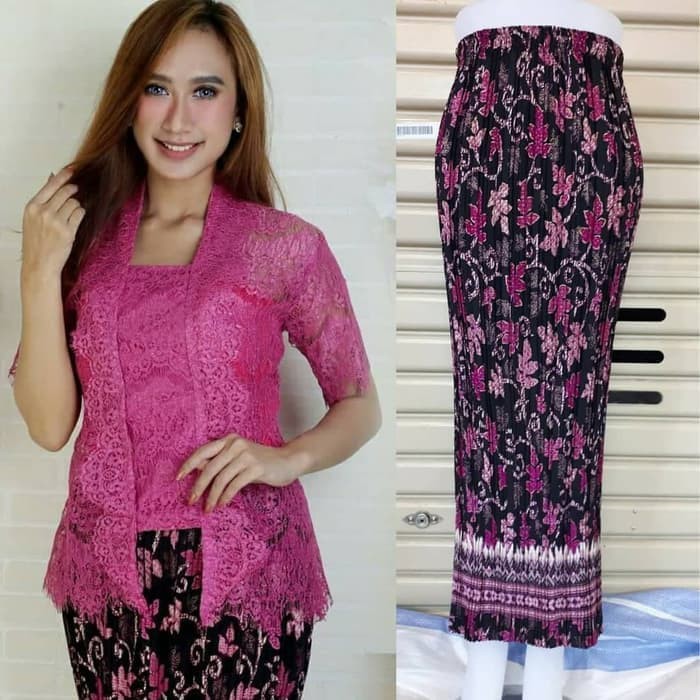 Set Kebaya Kutubaru Lace Pendek Rok Panjang Dan Kemeja Pendek