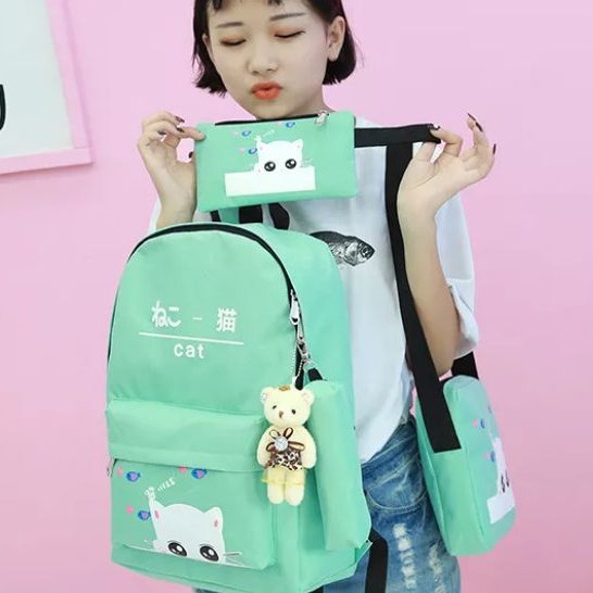 MOEZHA_TAS  (WHAIT CAT) RANSEL ANAK SEKOLAH LAKI LAKI SD TK PAUD MOTIF KARTUN