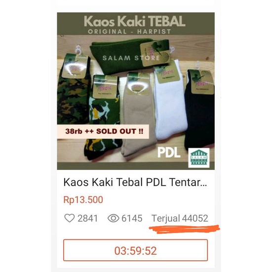 Kaos Kaki Tebal PDL Tentara Polisi Tactical Outdoor Pendakian ORIGINAL HARPIST Salam Store (COD bisa)-1