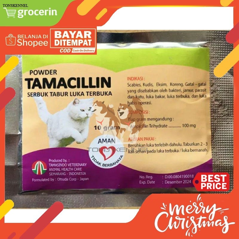 Obat Tabur Luka Terbuka Kucing &amp; Anjing - TAMACILLIN POWDER 10gr Bayar di Tempat