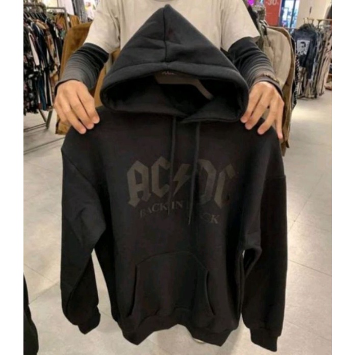 Hoodie Pull & Bear ACDC Back in Black Premium / hoodie acdc hoodie pria pull bear hoodie hoodie pull