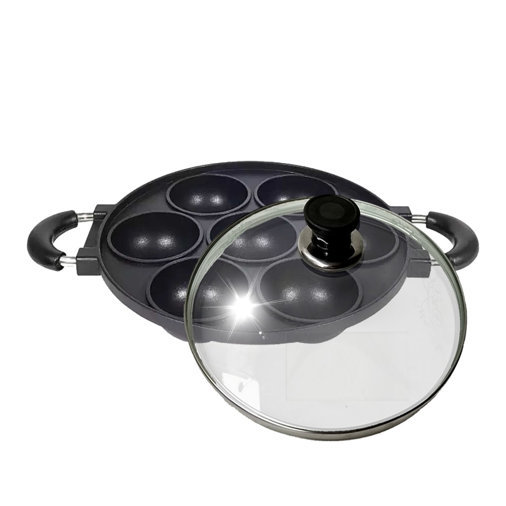 HAPPY CALL Cetakan Kue Bikang Mawar 7 Lubang Cekung Teflon Anti Lengket