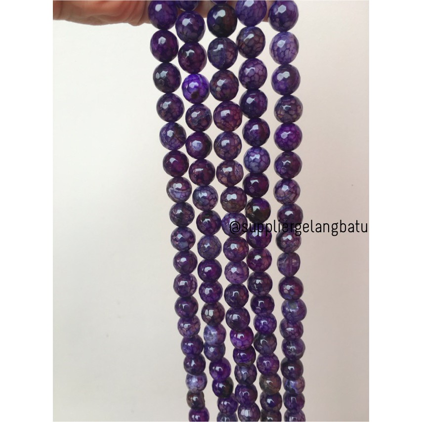 batu alam kecubung serat FACETED 14mm cutting amethys aksesoris craft amatis purple kesehatan alam