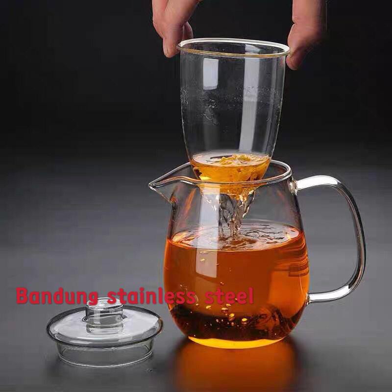 teko 750ml kaca boron tinggi dengan saringan unik teapot cantik lucu gelas double wall 50ml