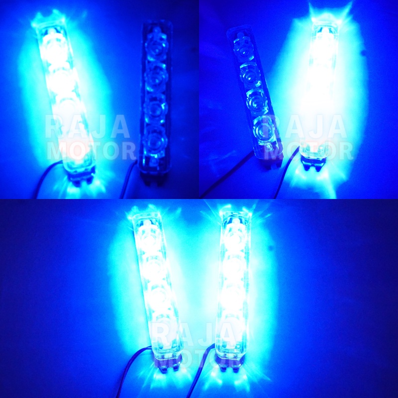 Lampu Motor DRL Kedip Strobe Blitz 8 LED 2 mode Universal Motor-4