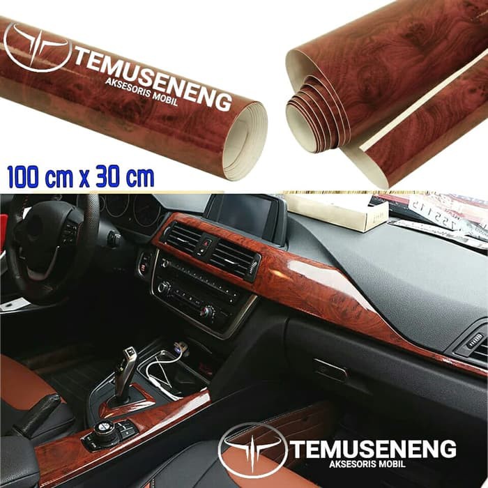 Sticker Interior Mobil Dashboard Motif Serat Kayu Stiker Dasbor Glossy Meja Lemari Dll