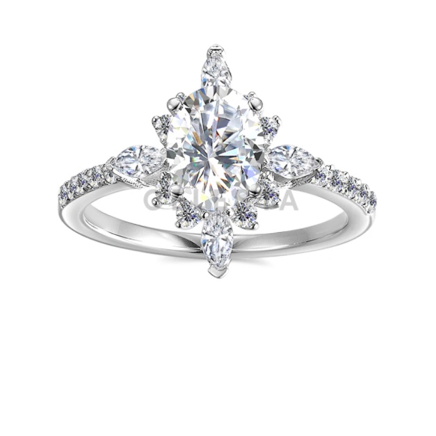 [SERTIFIKAT GRA DIAMOND] Lustré Ring cincin 1.5 carat berlian Moissanite diamond with 925 silver