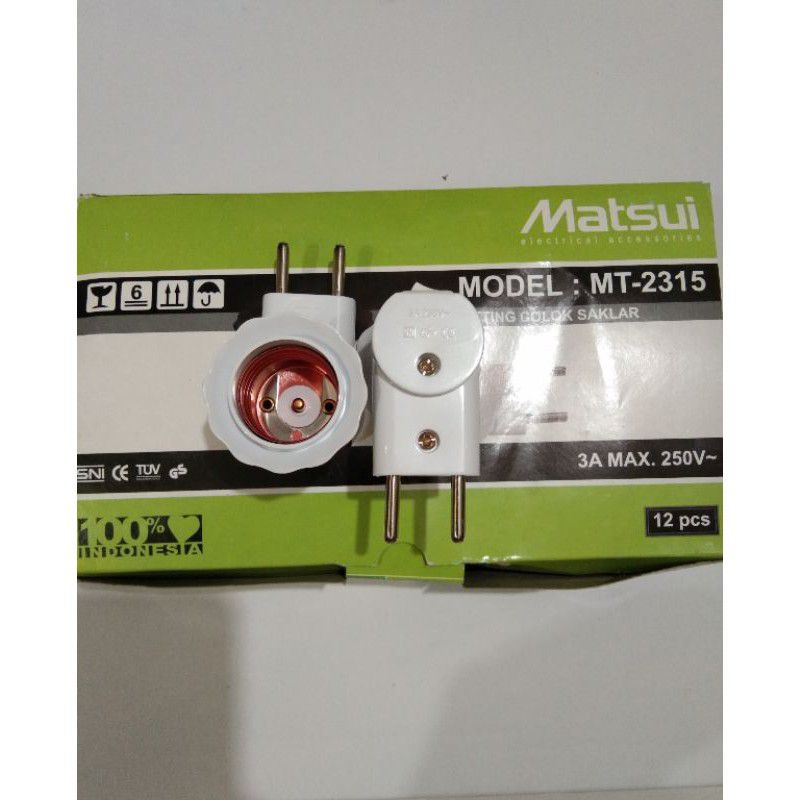 MATSUI Fitting Lampu colok E27 + Saklar On/Off Matsui MT 2315 SNI putih