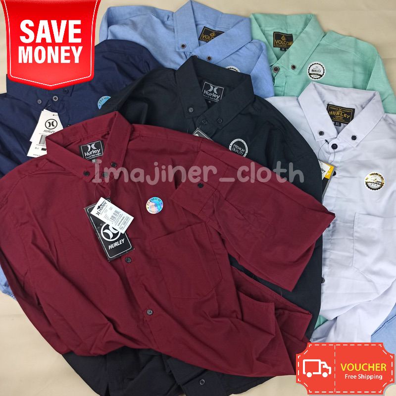 IMAJINER | Kemeja Panjang Pria Cowok Gentlemen Polos Katun Kerja Kantor Formal Lengan Panjang | Kemeja Pria | kemeja kerja | Kemeja Cowok Polos Lengan Panjang Hitam Putih /Kemeja Pria/kemeja katun Slimfit 2021