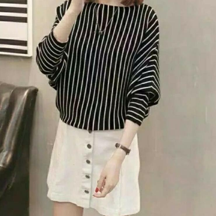 Terbaru.. Best Seller - Lasperal Salur Rajut Batwing Premium Jumbo Ld 120 / Atasan Rajut Wanita / Ba
