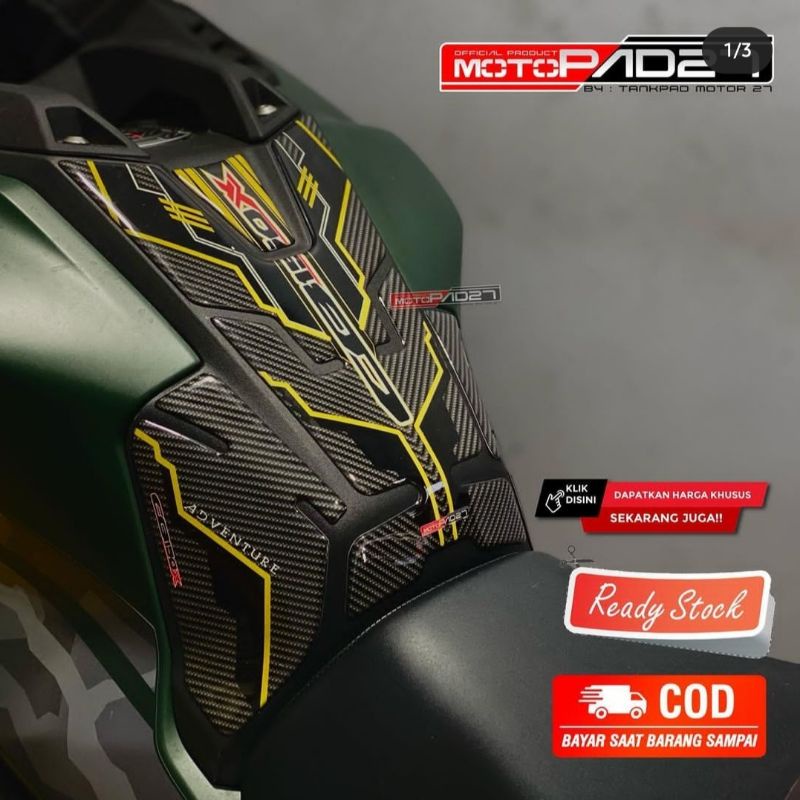 Motopad27 Stiker Tankpad CB150X Adventure Resin timbul Hitam Carbon Fullset