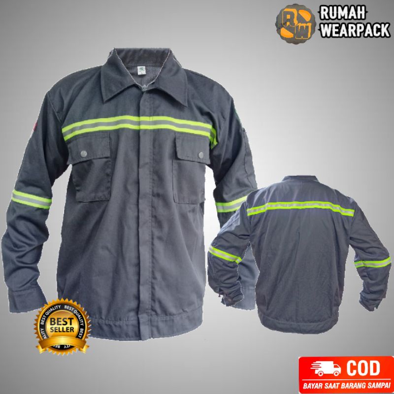 Baju Kerja/ Wearpack Proyek/ Seragam Kerja Atasan Warna Abu Tua Polos