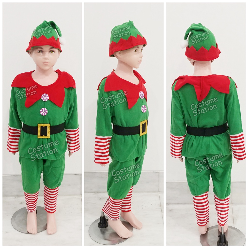 Kostum Green Santa's Elf / Costume Peri Kurcaci Hijau Santa Natal Christmas anak cowo