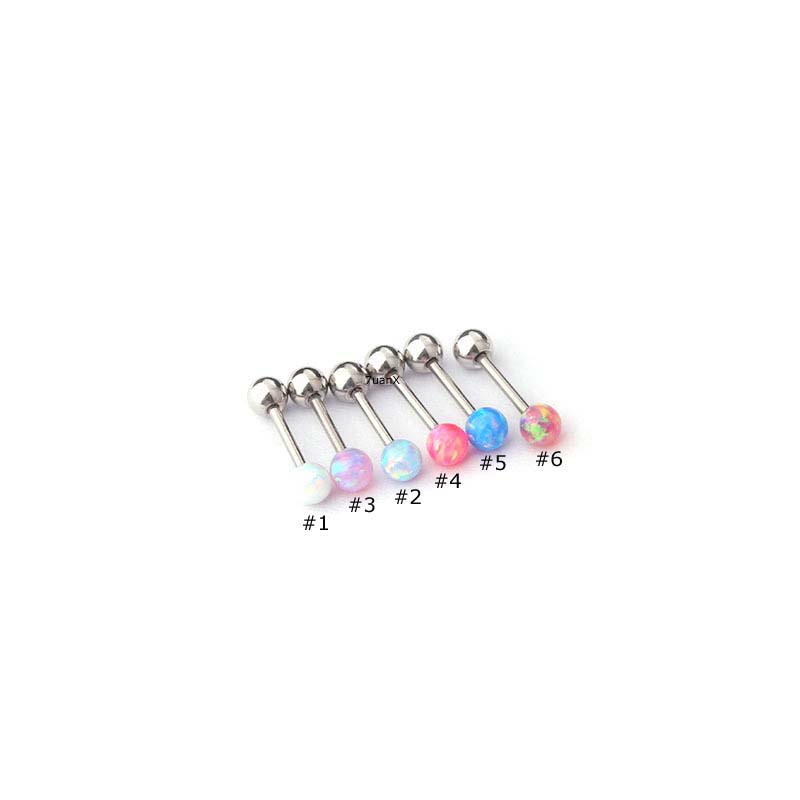 1 Piece Opal Top Screw Piercing for Helix Cartilage Rook Earrings Stainless Steel 20Gauge