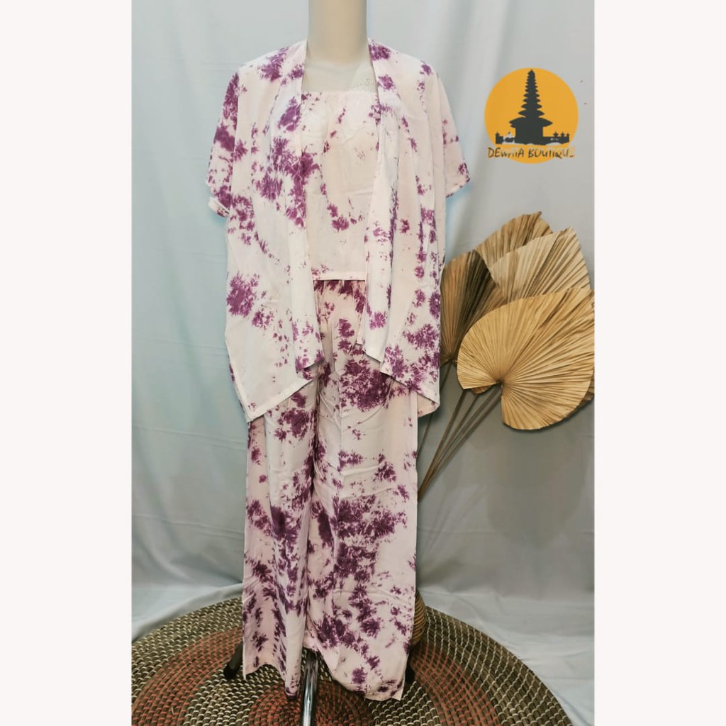 Setelan Kulot Cardigan Kemben TIedye Abstrak Premium Khas Bali