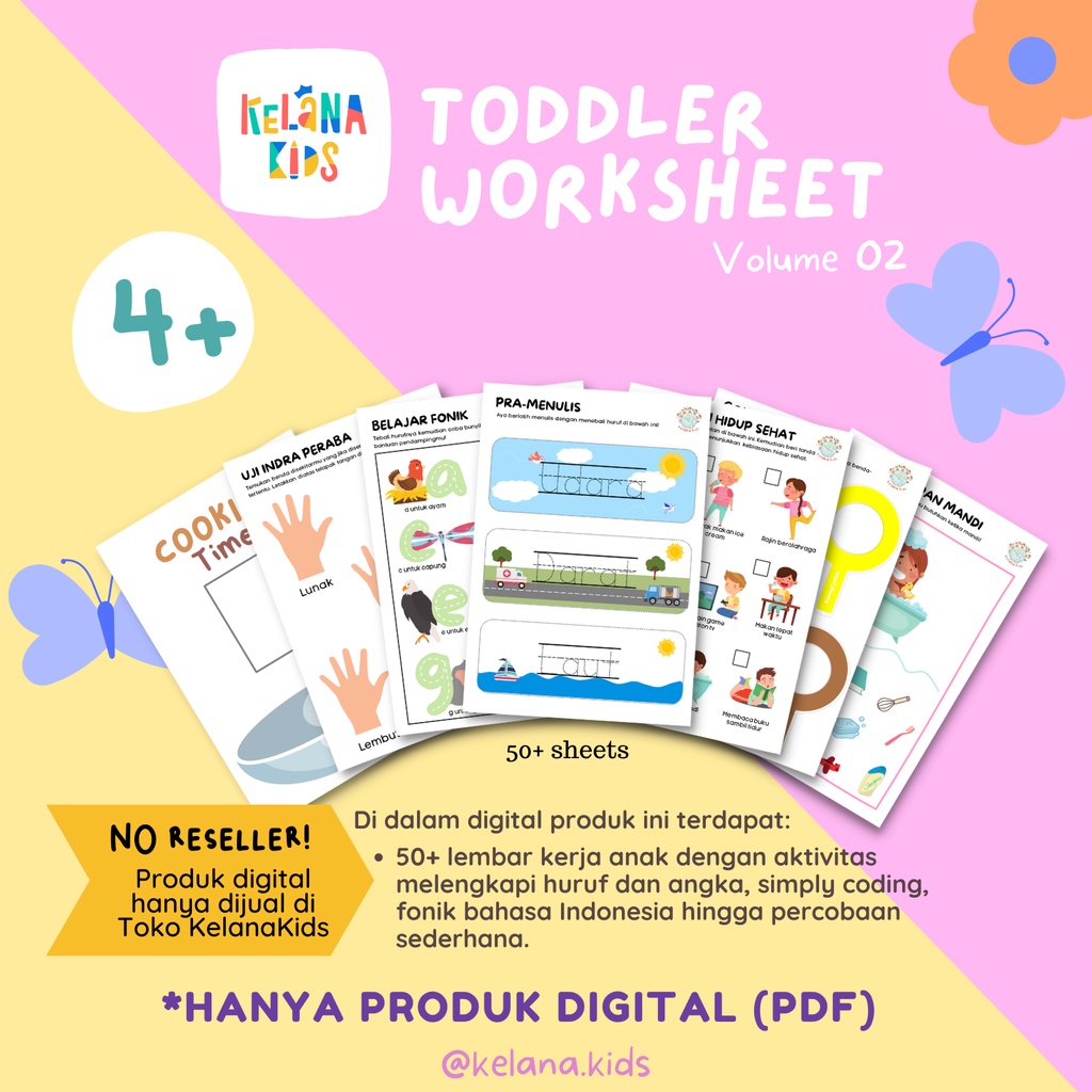 Jual Lembar Kerja / Printable Worksheet Vol. 02 Untuk Anak Usia 4 Tahun