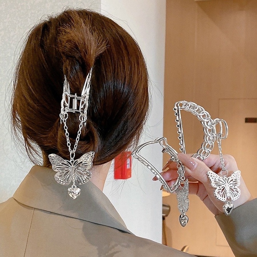 Jepit Rambut Bentuk Butterfly Love Bahan Alloy Metal Gaya Korea Untuk Wanita