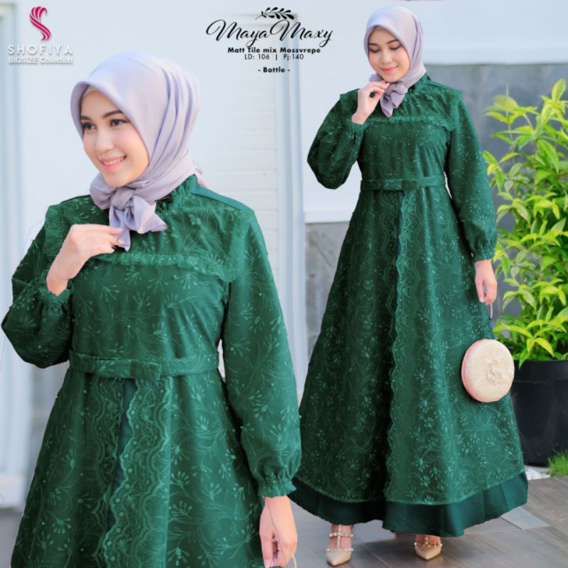 Gamis brokat wanita muslimah model terkini //Maya brokat