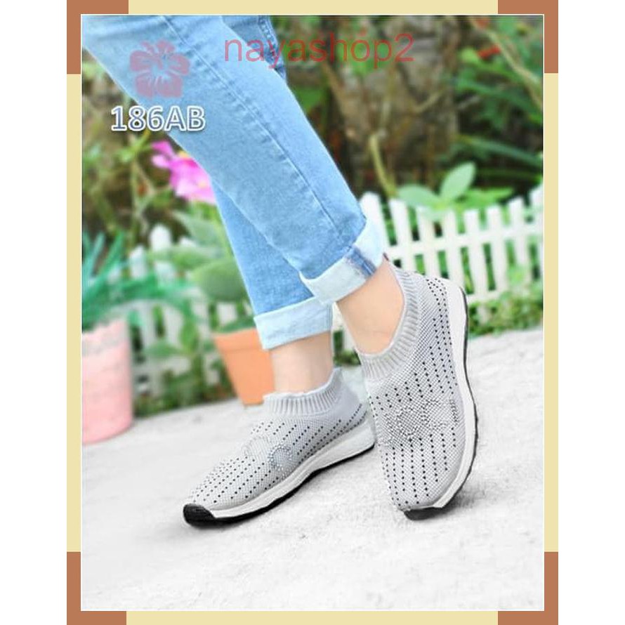 Sepatu Wanita Slipon Sock Gutji - 186 - Putih- 36