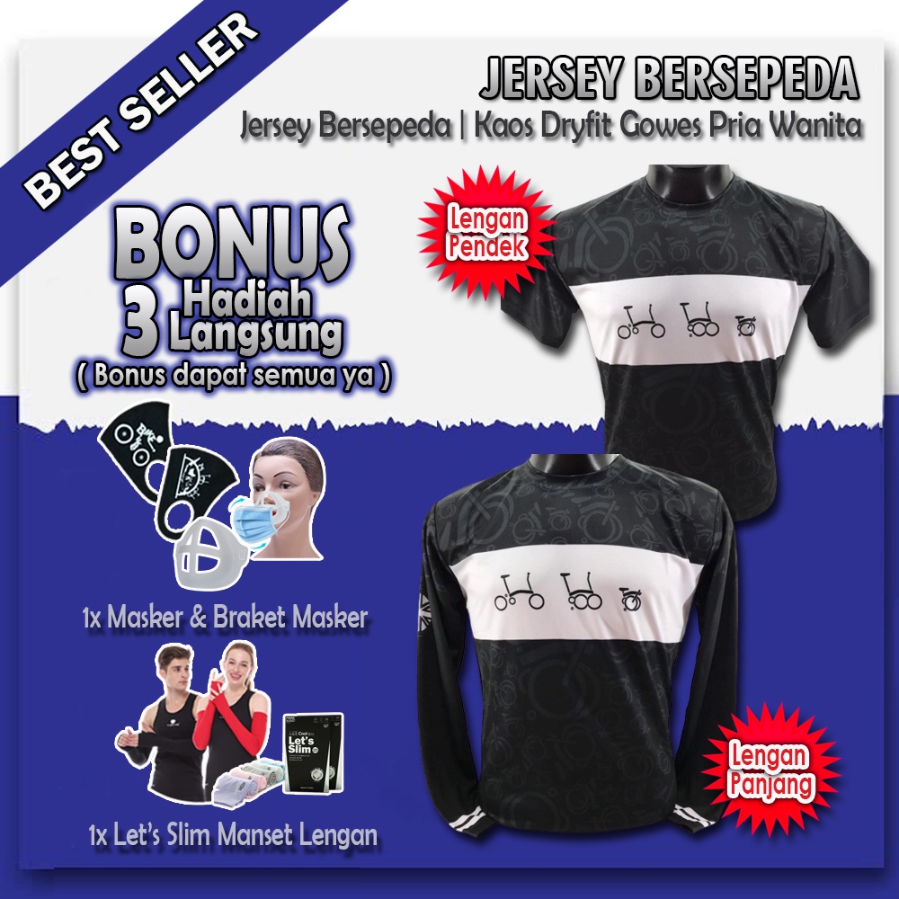Baju Jersey Sepeda Lengan Panjang Pria Wanita Kaos Dry Fit