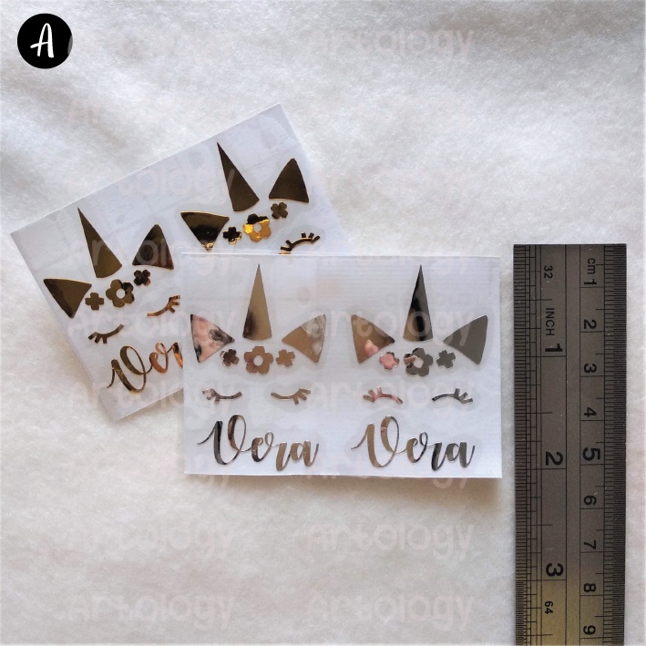 

[isi 2] Custom Sticker Label Nama Unicorn Cutting Stiker Vinyl Decal Waterproof