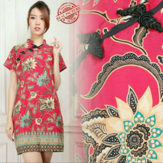 Dress Midi/Mini/Gaun Shanghai Batik Katun Modern Etnik Simple