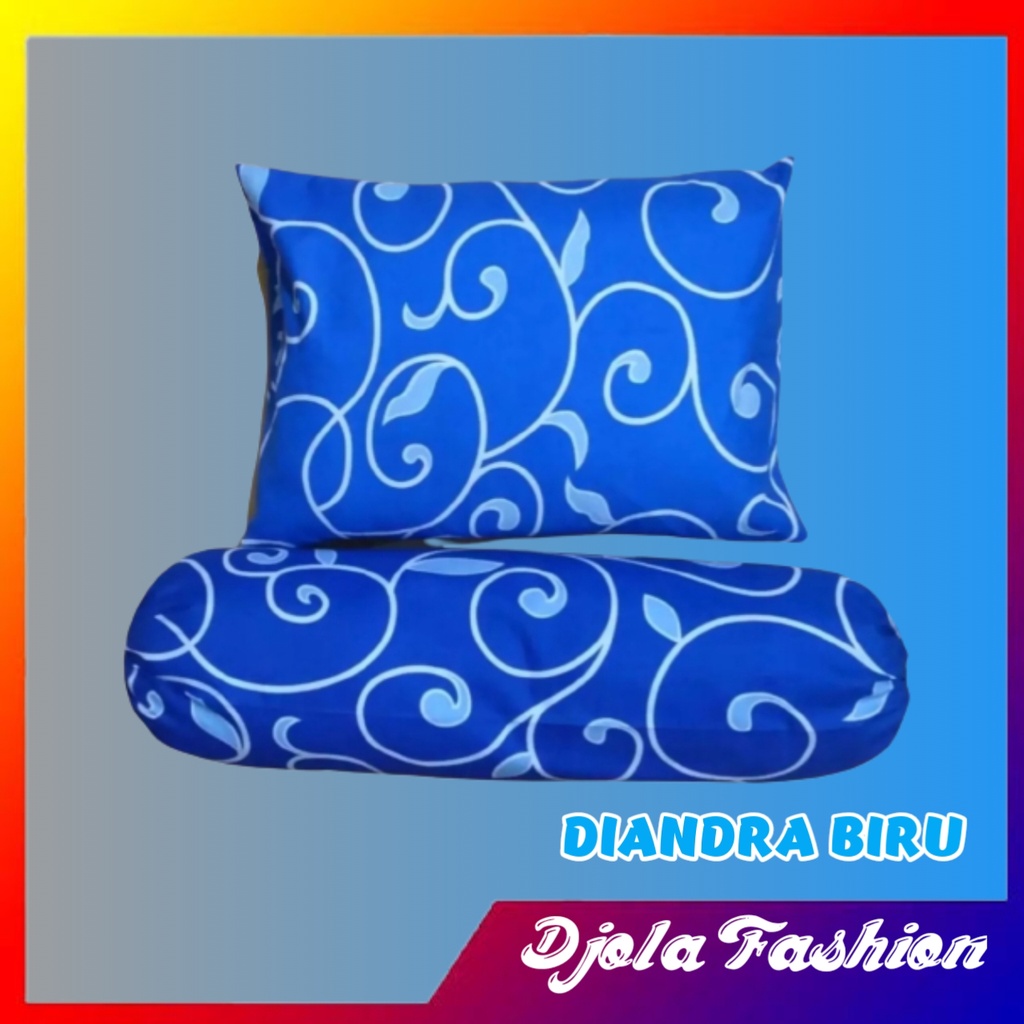 Sarung Bantal Guling Murah Motif Bunga Diandra Biru Sarban Sargul Bahan Adem Lembut Tidak Luntur