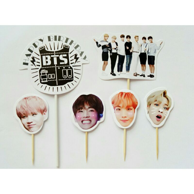 hiasan kue satu set topper topper cake karakter bts korea