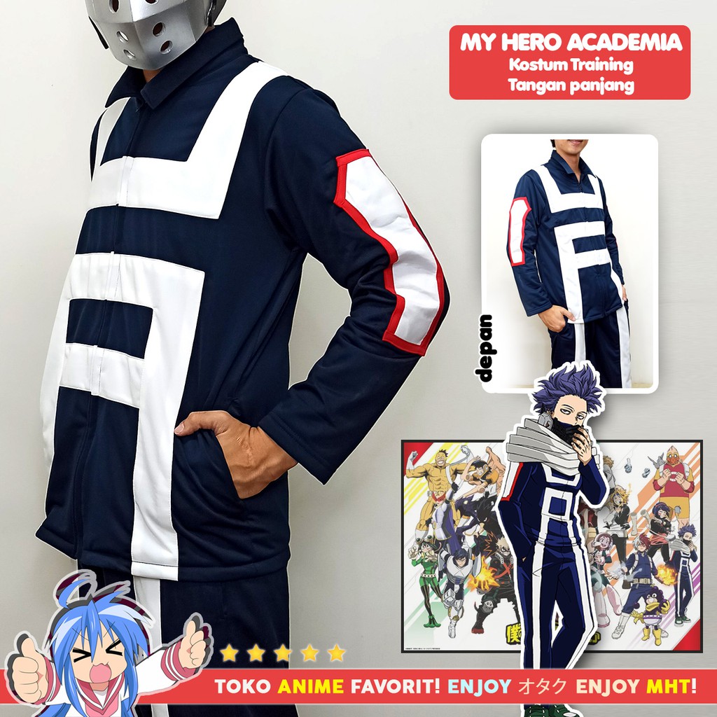 Jersey Kostum Anime Sport Training Boku no Hero Academia U A Yuei Academy Lengan Panjang Cosplay