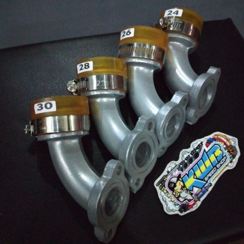 intake manipol bebek miring Murah pnp karbu pwk pwl pe king dll ukuran pe 24 26 28 30 manipol manifold intake karet teflon karburator motor bebek PE 24 26 28 30