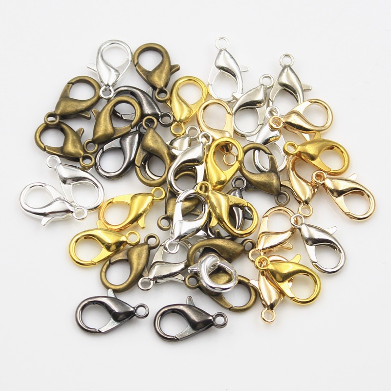 50 Pcs Konektor Kait Lobster Ukuran 6x12mm Untuk Membuat Perhiasan Kalung Gelang Rantai