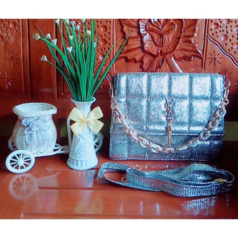 BARU - Tas Lokal YSL Selempang Rantai Silver