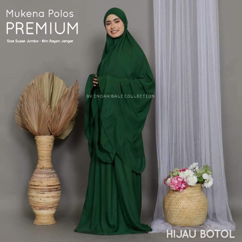 Mukena polos hijau botol